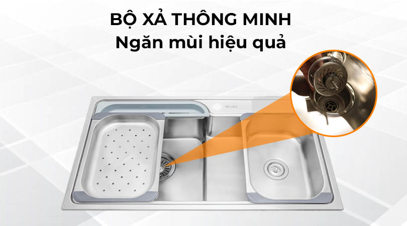 Chậu rửa chén Malloca MS 1028N - Bộ xả thông minh ngăn mùi hiệu quả